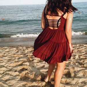 Brandy Melville Burgandy Jada Dress